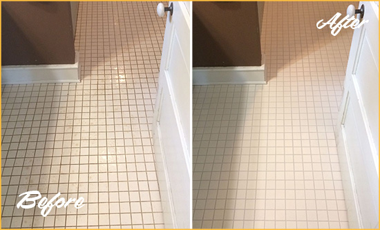 Before and After Picture of a Dublin Bathroom Floor Sealed to Protect Against Liquids and Foot Traffic