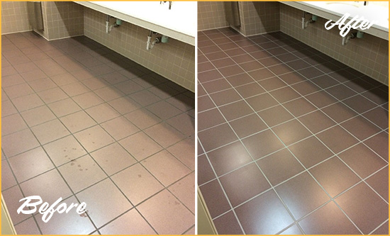 Before and After Picture of a Worthington Restroom Sealed to Help Protect Against Scratches