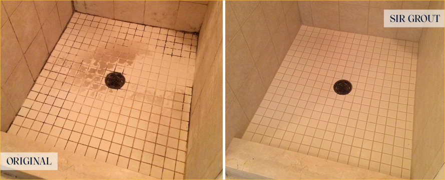 Shower Before and After a Service from Our Tile and Grout Cleaners in Columbus, OH